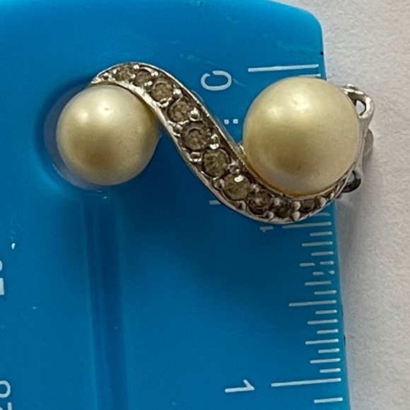 Earrings Vintage Jomaz Berger Coro Signed 3 Pairs Pearls Rhinestones - Picture 10 of 15